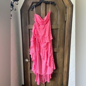 Pink Olivaceous Floral Strapless Dress